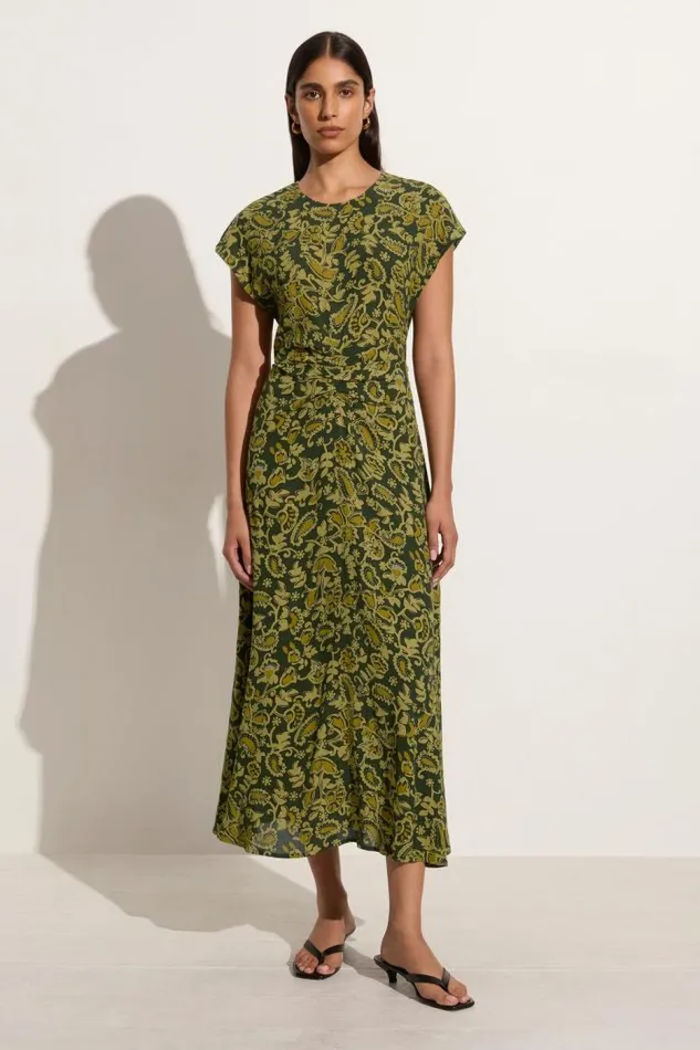 Women Faithfull The Brand Dresses Rocella Midi Dress Selcetta Paisley Green