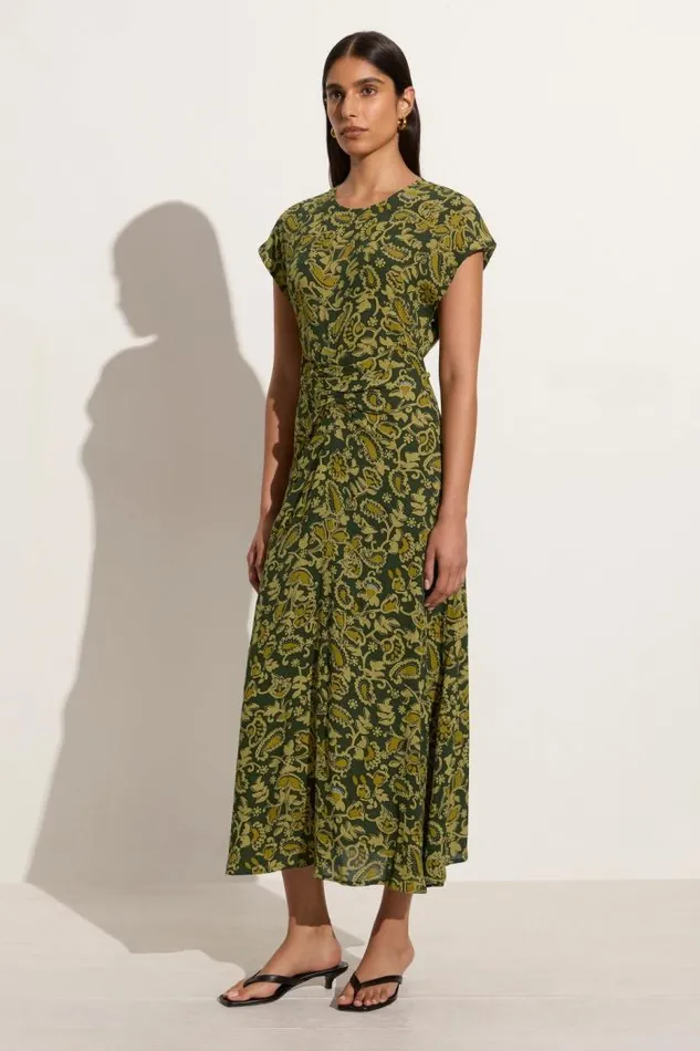 Women Faithfull The Brand Dresses Rocella Midi Dress Selcetta Paisley Green