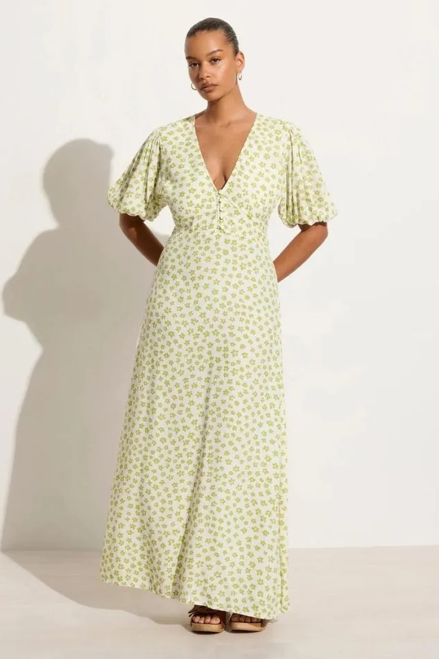 Women Faithfull The Brand Dresses Rubinetti Maxi Dress Gita Floral Green 8211 Final Sale