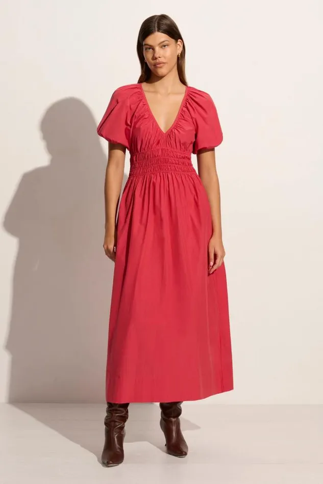Women Faithfull The Brand Dresses Teatro Midi Dress Crimson