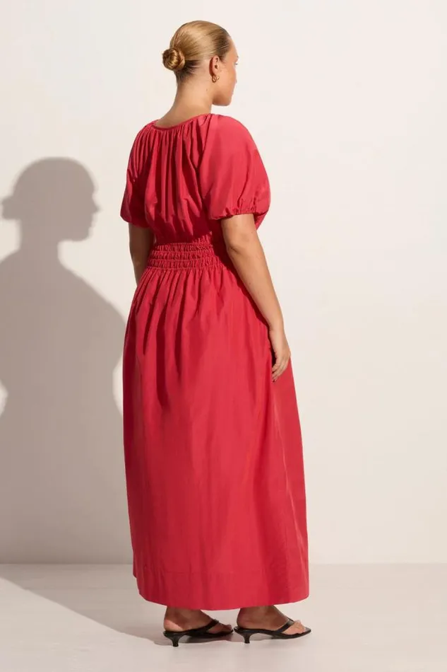 Women Faithfull The Brand Dresses Teatro Midi Dress Crimson