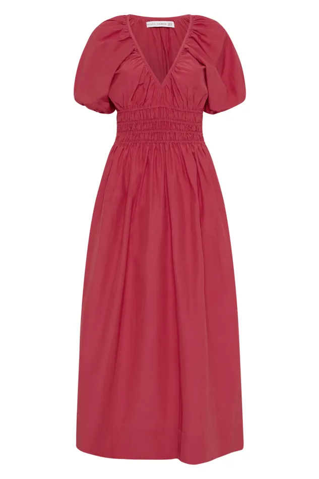 Women Faithfull The Brand Dresses Teatro Midi Dress Crimson