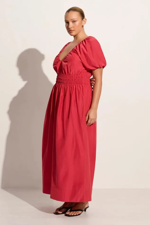 Women Faithfull The Brand Dresses Teatro Midi Dress Crimson