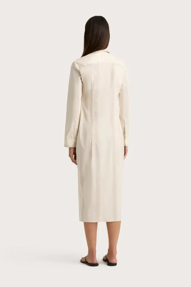 Women Faithfull The Brand Mini Dresses En Vau Shirt Dress Foam Taupe Stripe