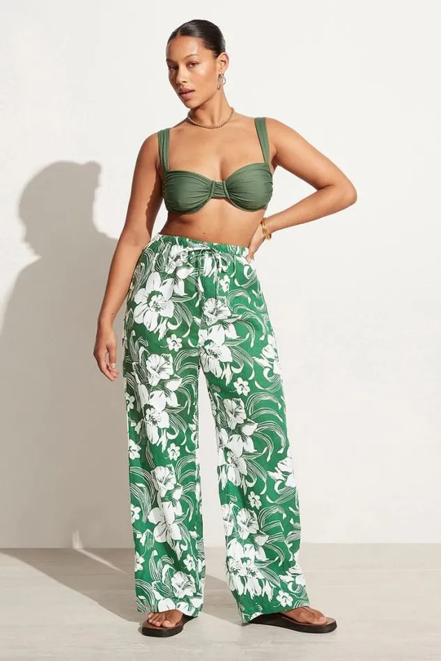 Women Faithfull The Brand Pants Le Pacifique Pants Camara Floral Print Green 8211 Final Sale