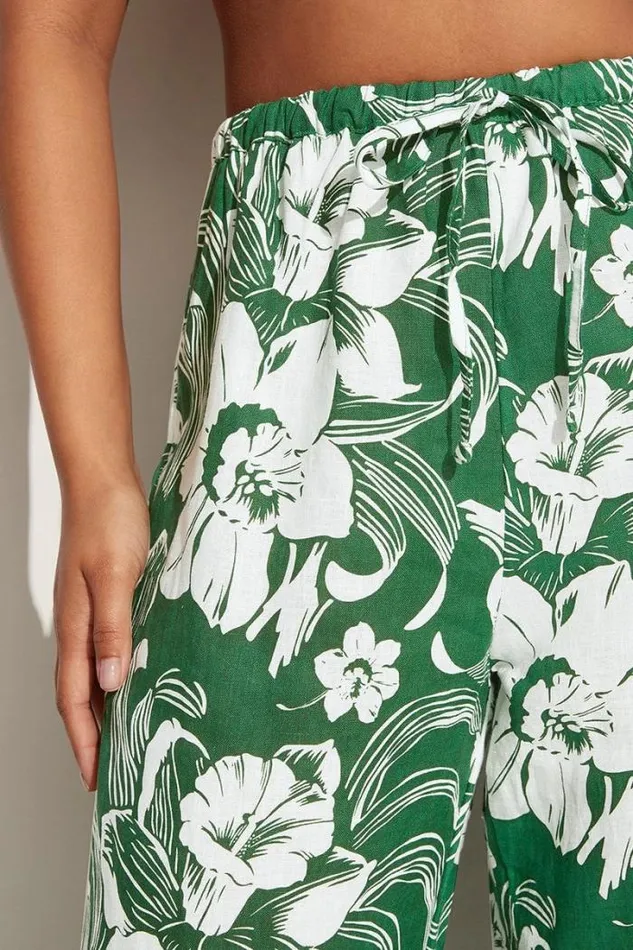 Women Faithfull The Brand Pants Le Pacifique Pants Camara Floral Print Green 8211 Final Sale