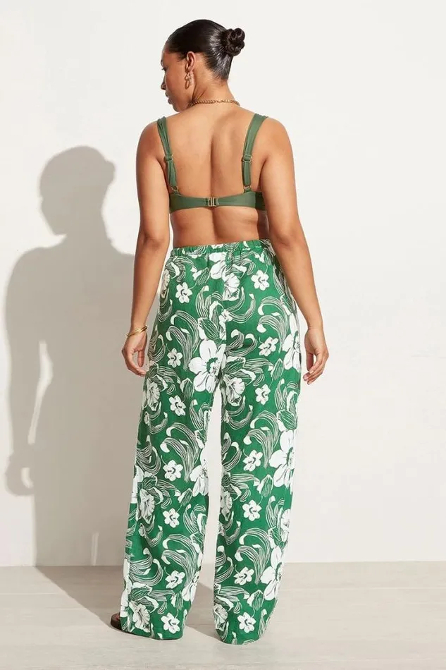 Women Faithfull The Brand Pants Le Pacifique Pants Camara Floral Print Green 8211 Final Sale