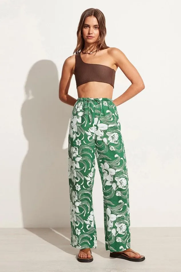 Women Faithfull The Brand Pants Le Pacifique Pants Camara Floral Print Green 8211 Final Sale