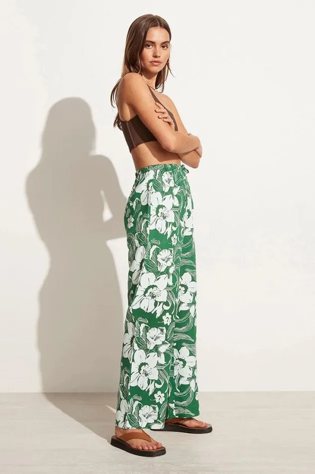 Women Faithfull The Brand Pants Le Pacifique Pants Camara Floral Print Green 8211 Final Sale