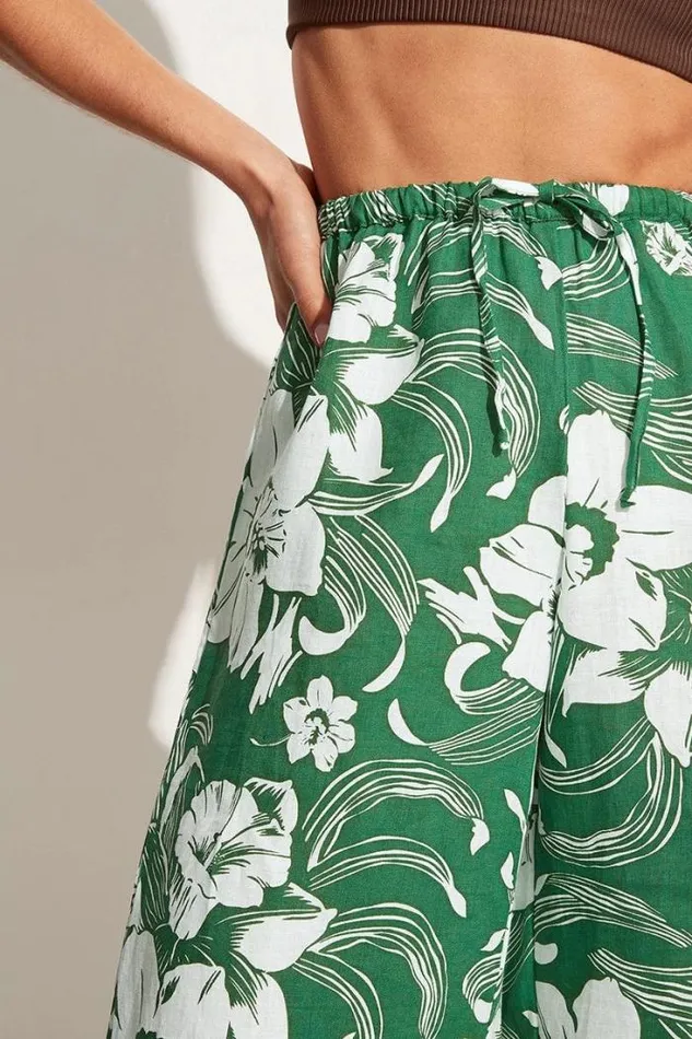 Women Faithfull The Brand Pants Le Pacifique Pants Camara Floral Print Green 8211 Final Sale