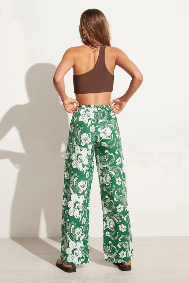 Women Faithfull The Brand Pants Le Pacifique Pants Camara Floral Print Green 8211 Final Sale