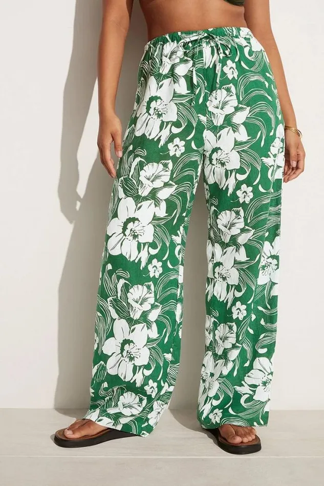 Women Faithfull The Brand Pants Le Pacifique Pants Camara Floral Print Green 8211 Final Sale