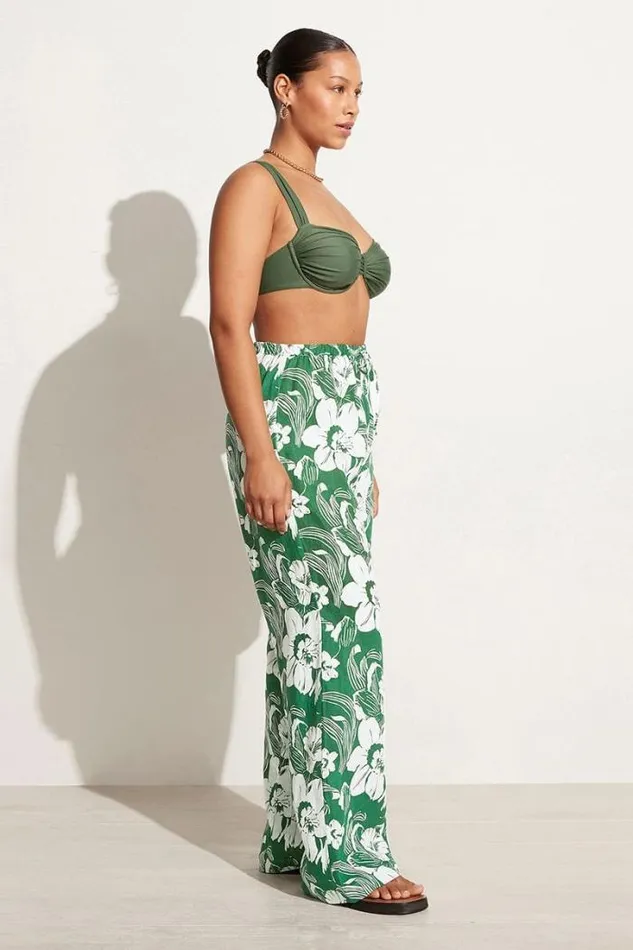 Women Faithfull The Brand Pants Le Pacifique Pants Camara Floral Print Green 8211 Final Sale