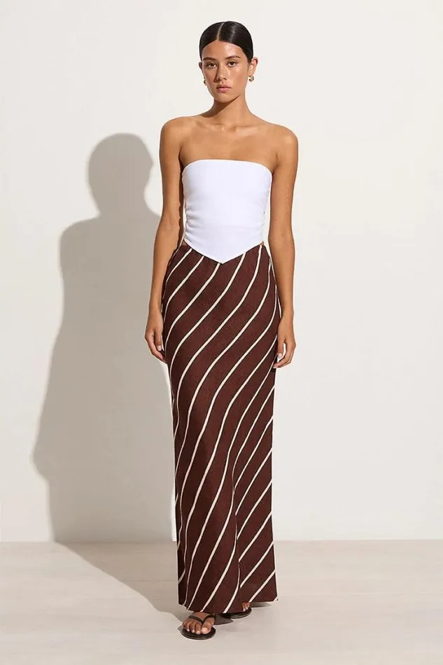 Women Faithfull The Brand Skirts and Shorts Cataline Skirt San Vito Stripe Truffle 8211 Final Sale