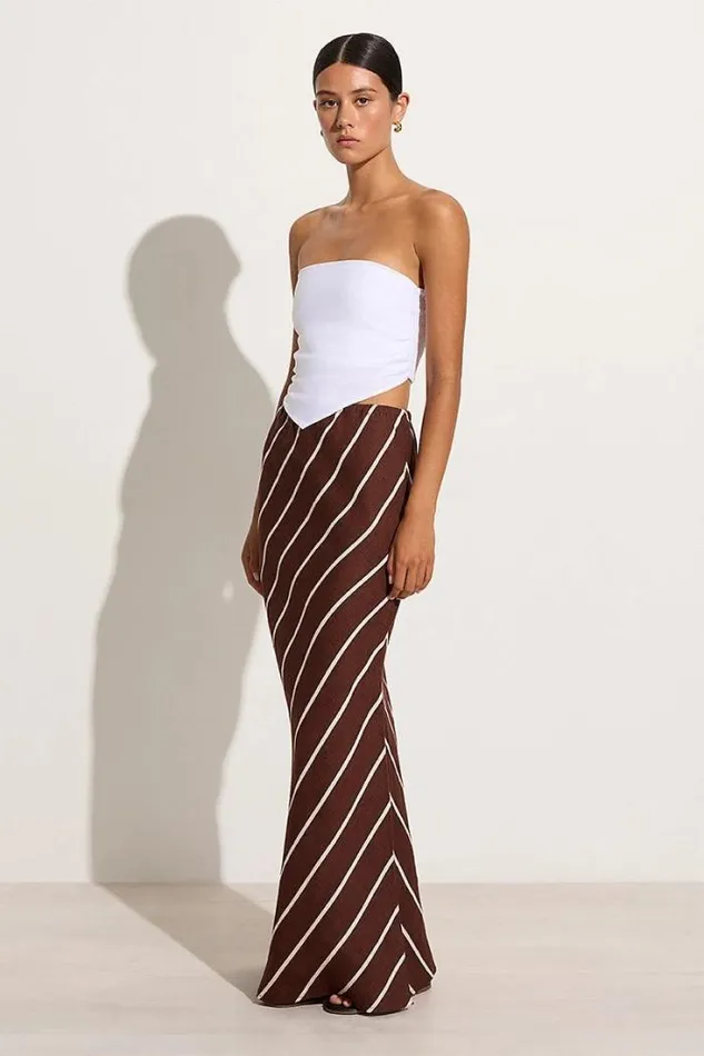 Women Faithfull The Brand Skirts and Shorts Cataline Skirt San Vito Stripe Truffle 8211 Final Sale