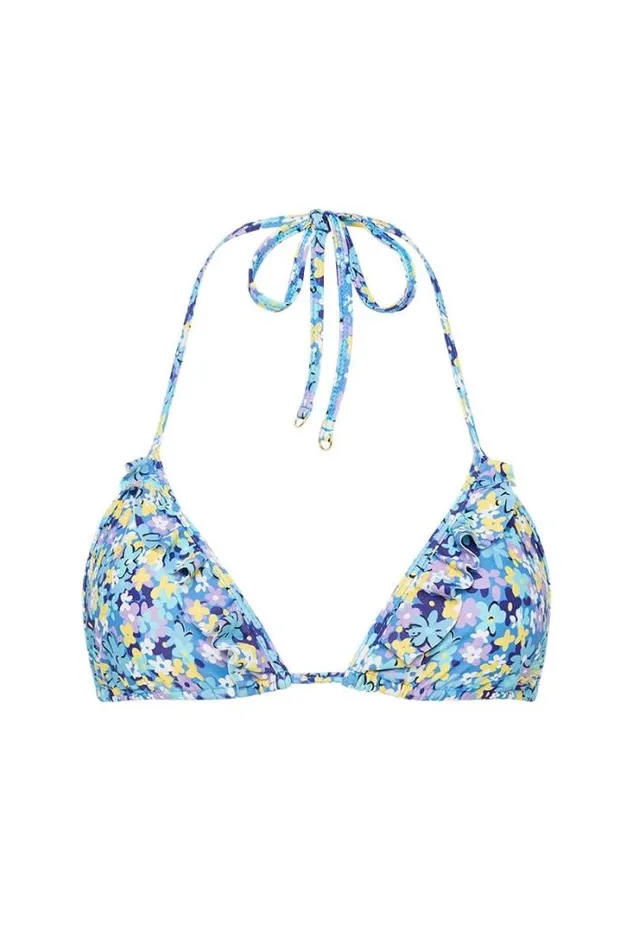 Women Faithfull The Brand Swim Carmen Bikini Top Cala Nica Floral Blue Exclusive