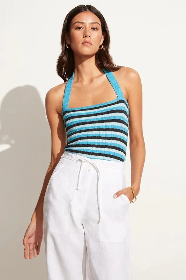 Women Faithfull The Brand Tops Alora Knit Tank Blue Stripes 8211 Final Sale