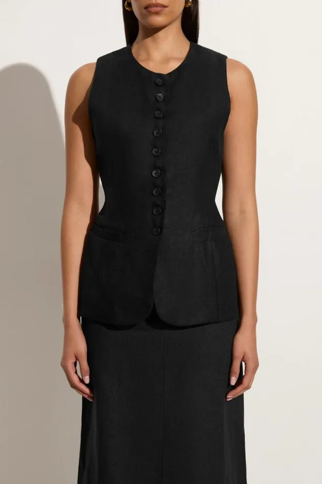 Women Faithfull The Brand Tops Domenico Vest Black