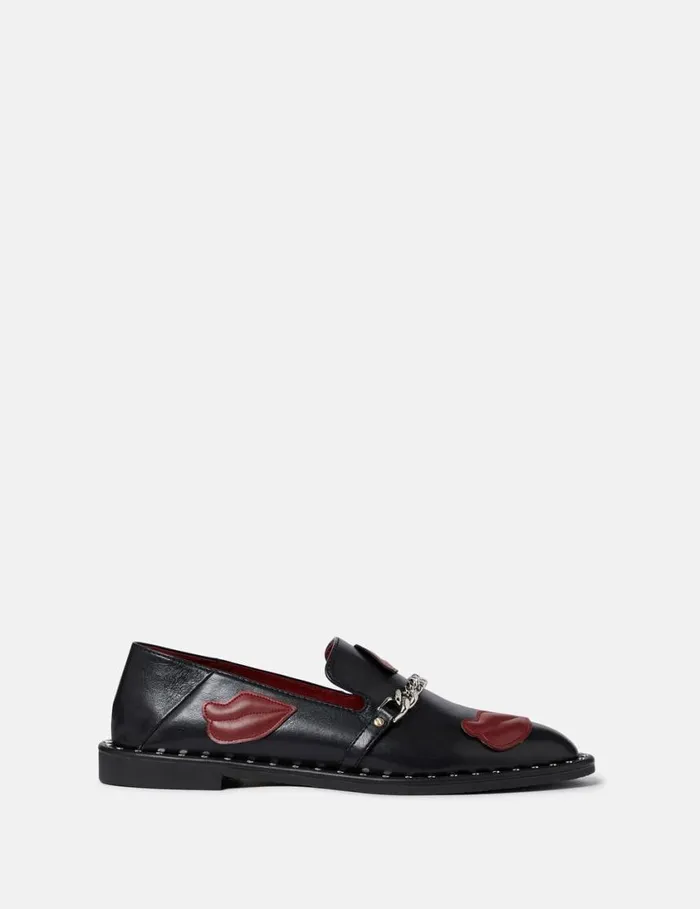 Women Falabella Lip Appliqu Loafers Pitch Black Stella McCartney Flats