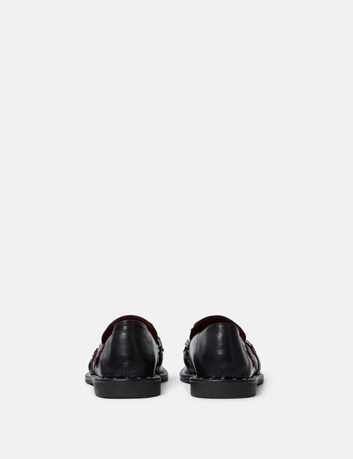 Women Falabella Lip Appliqu Loafers Pitch Black Stella McCartney Flats Women Falabella Lip Appliqu Loafers Pitch Black Stella McCartney Flats