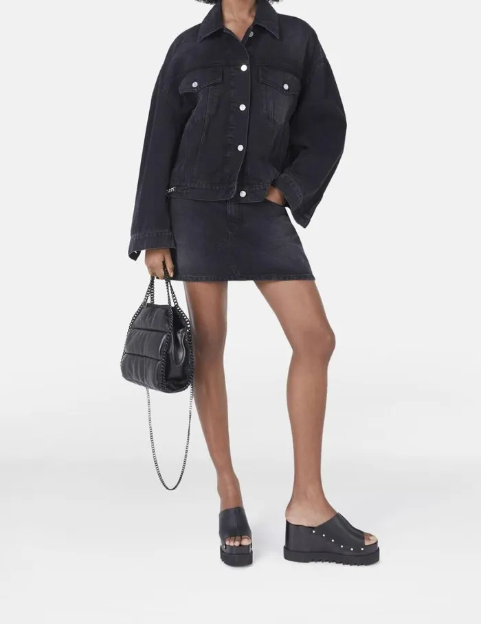 Women Falabella Oversized Denim Jacket Black Stella McCartney Coats And Jackets Women Falabella Oversized Denim Jacket Black Stella McCartney Coats And Jackets