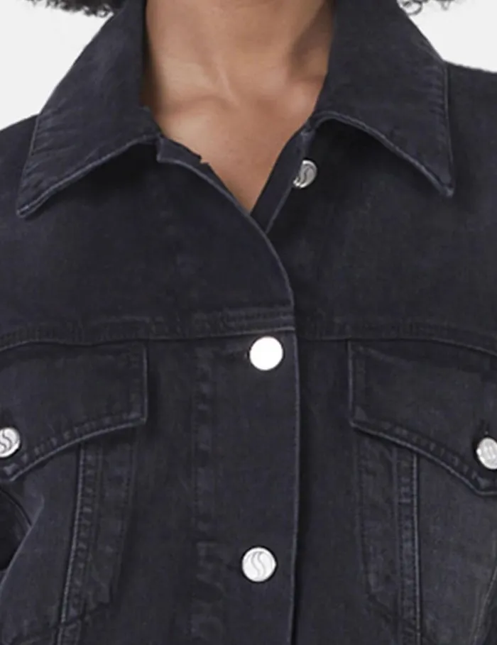 Women Falabella Oversized Denim Jacket Black Stella McCartney Coats And Jackets Women Falabella Oversized Denim Jacket Black Stella McCartney Coats And Jackets