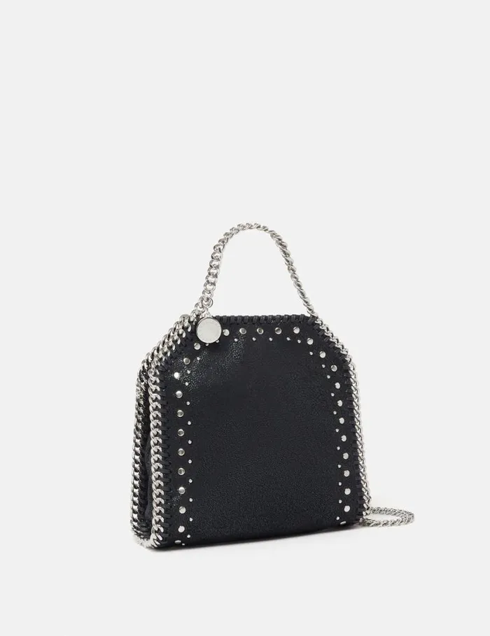 Women Falabella Studded Tiny Tote Bag Pitch Black Stella McCartney Mini Bags And Clutches