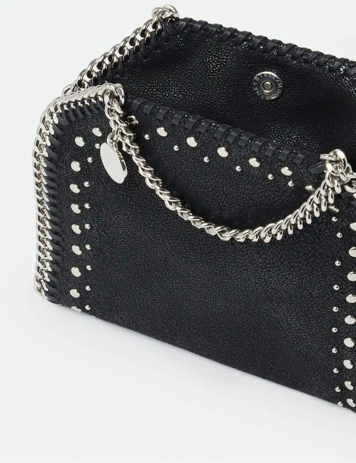 Women Falabella Studded Tiny Tote Bag Pitch Black Stella McCartney Mini Bags And Clutches
