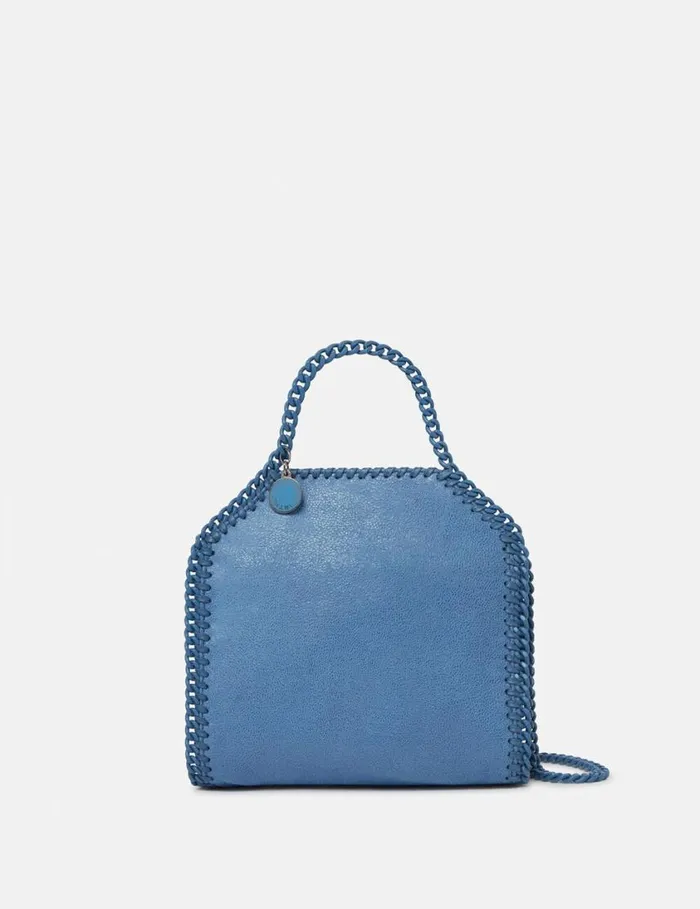 Women Falabella Tiny Enamel Tote Bag Sky Blue Stella McCartney TopHandle Bags