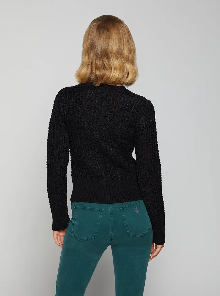 Women Fashion Tops GUESS Black Multi Georgie Knit Top Women Fashion Tops GUESS Black Multi Georgie Knit Top