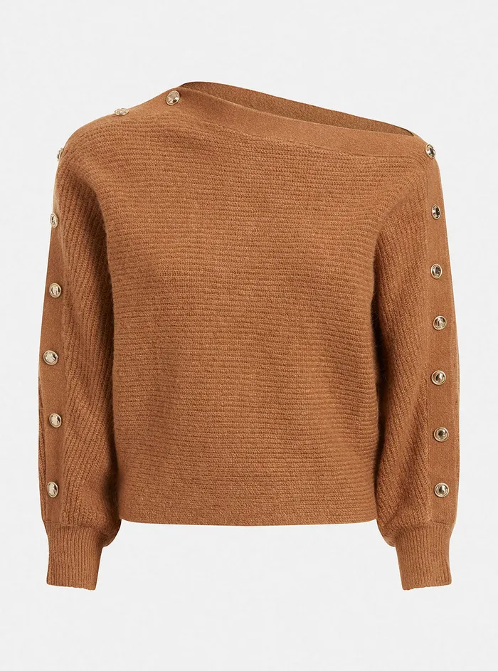 Women Fashion Tops GUESS Brown Megan Knit Top