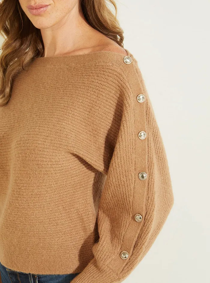Women Fashion Tops GUESS Brown Megan Knit Top
