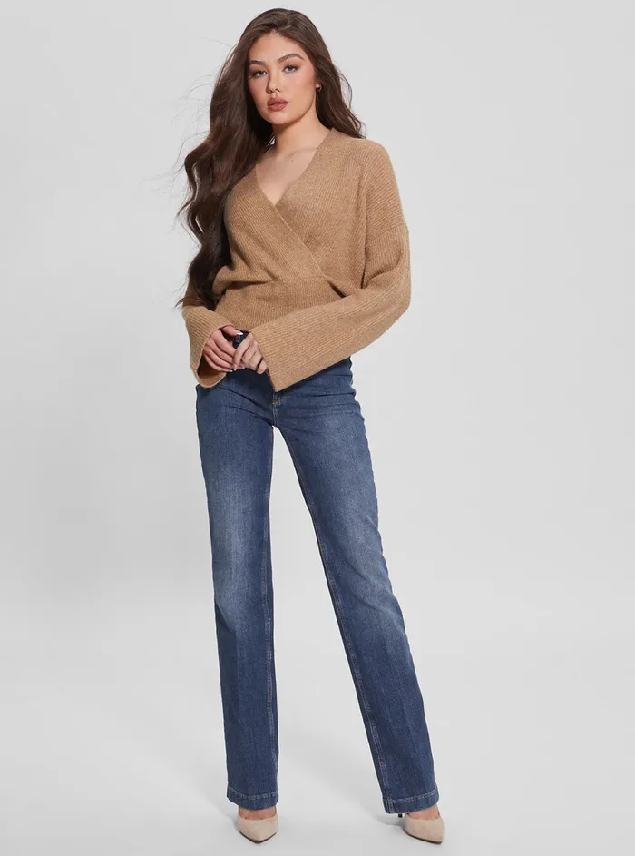 Women Fashion Tops GUESS Eco Brown Kimono Nora Knit Top Women Fashion Tops GUESS Eco Brown Kimono Nora Knit Top