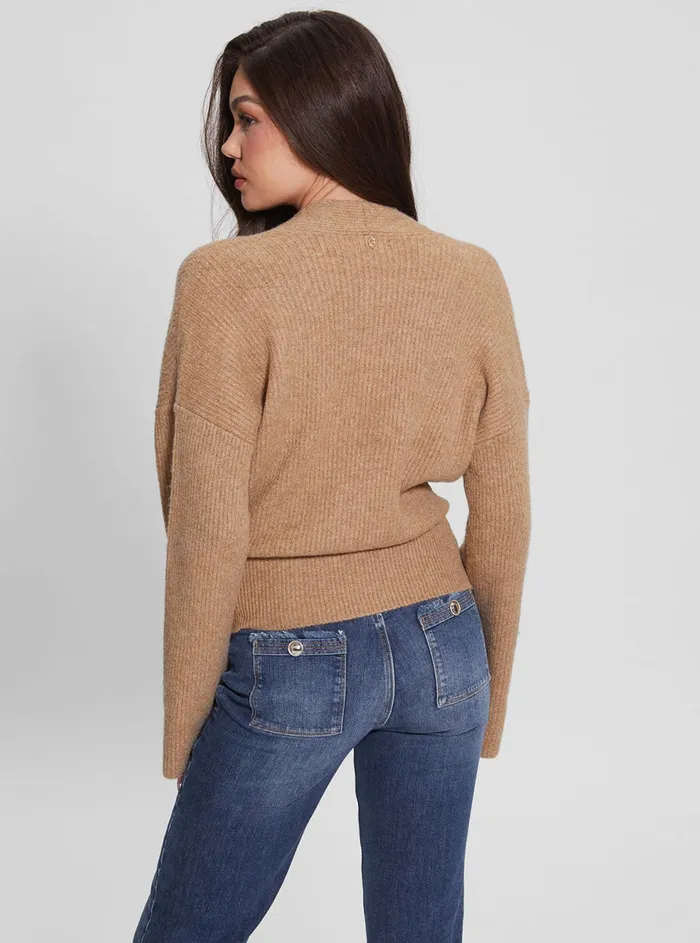 Women Fashion Tops GUESS Eco Brown Kimono Nora Knit Top Women Fashion Tops GUESS Eco Brown Kimono Nora Knit Top