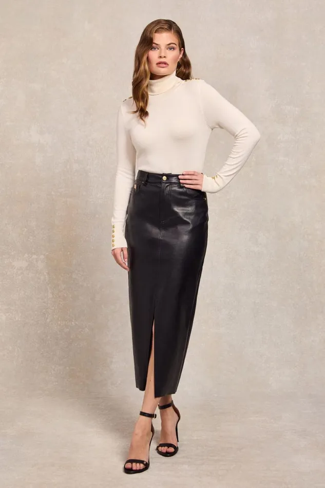 Women Faux Leather Maxi Skirt Black Holland Cooper Skirts