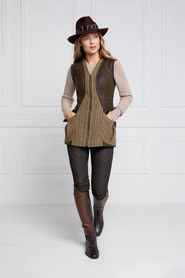 Women Field Vest Hailes Green Tweed Holland Cooper Gilets