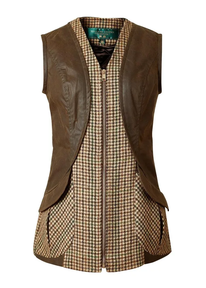 Women Field Vest Hailes Green Tweed Holland Cooper Gilets