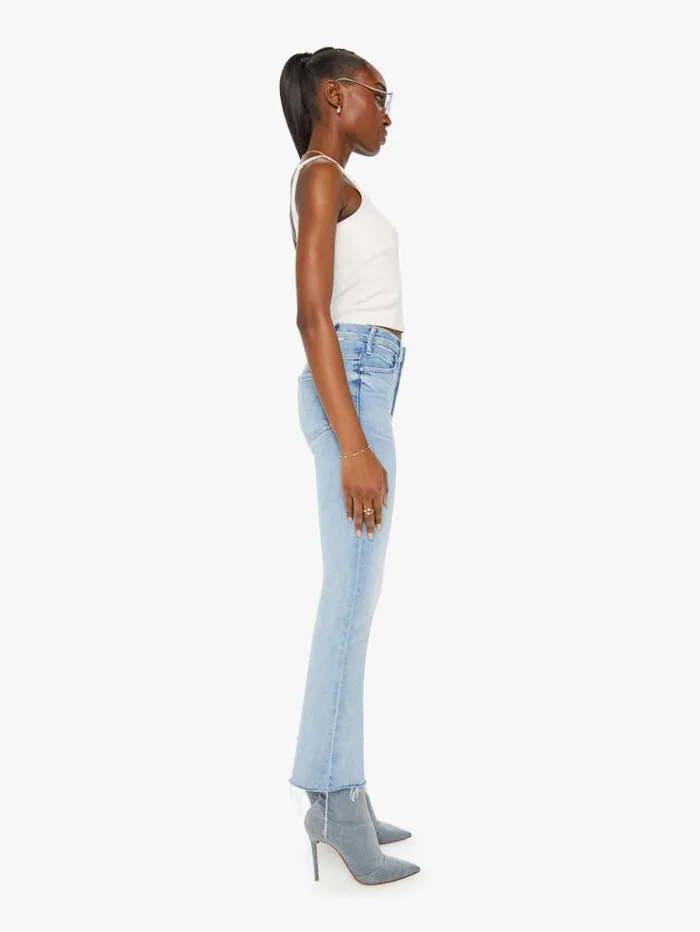 Women Flare Mother Denim The Hustler Ankle Fray Blue lightpastel