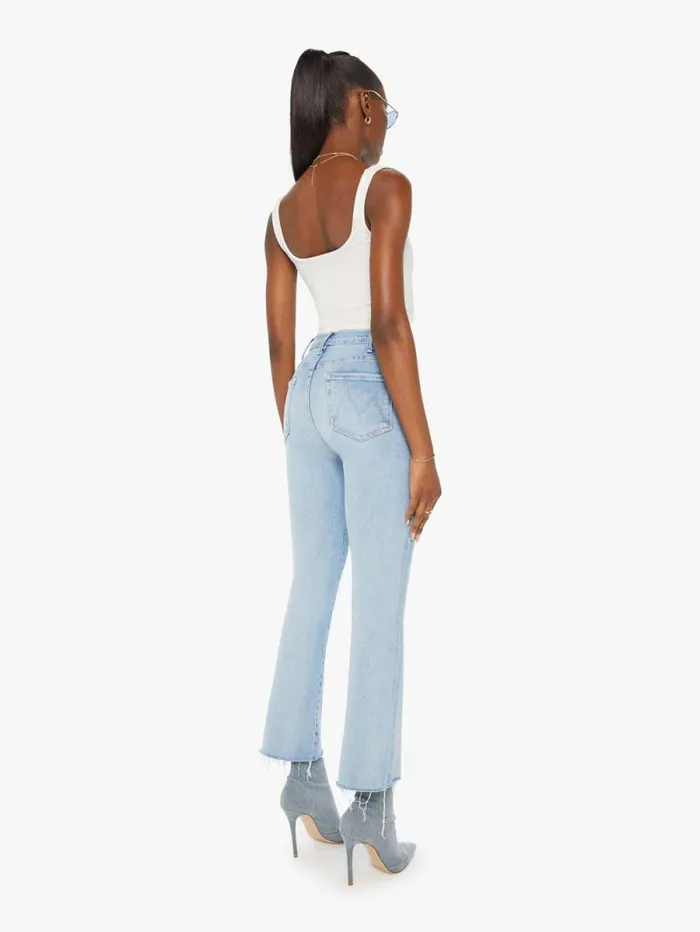 Women Flare Mother Denim The Hustler Ankle Fray Blue lightpastel