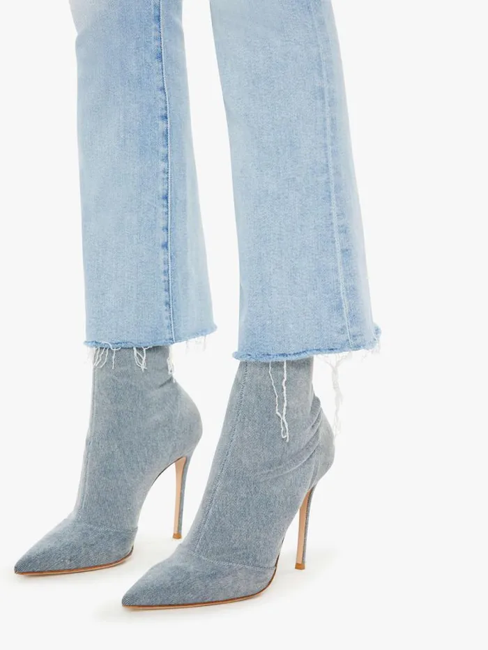 Women Flare Mother Denim The Hustler Ankle Fray Blue lightpastel