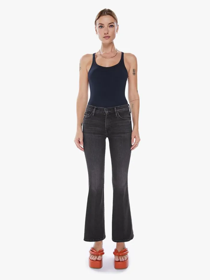 Women Flare Mother Denim The Weekender Black