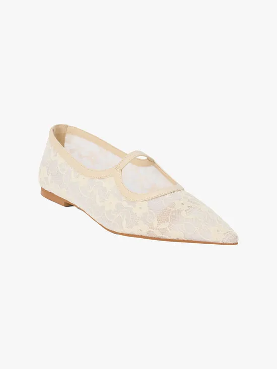 Women Fleur Lace Flat Ivory Shoes Lisa Says Gah