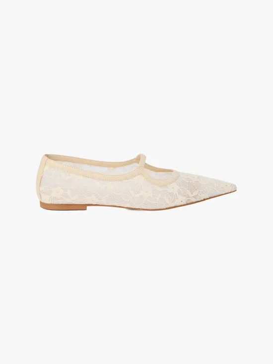 Women Fleur Lace Flat Ivory Shoes Lisa Says Gah