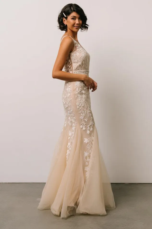 Women Fleurette Bridal Gown Beige Ivory Baltic Born Embellished and Sequined