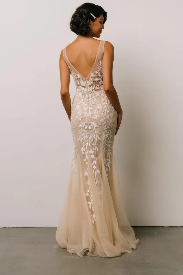 Women Fleurette Bridal Gown Beige Ivory Baltic Born Embellished and Sequined