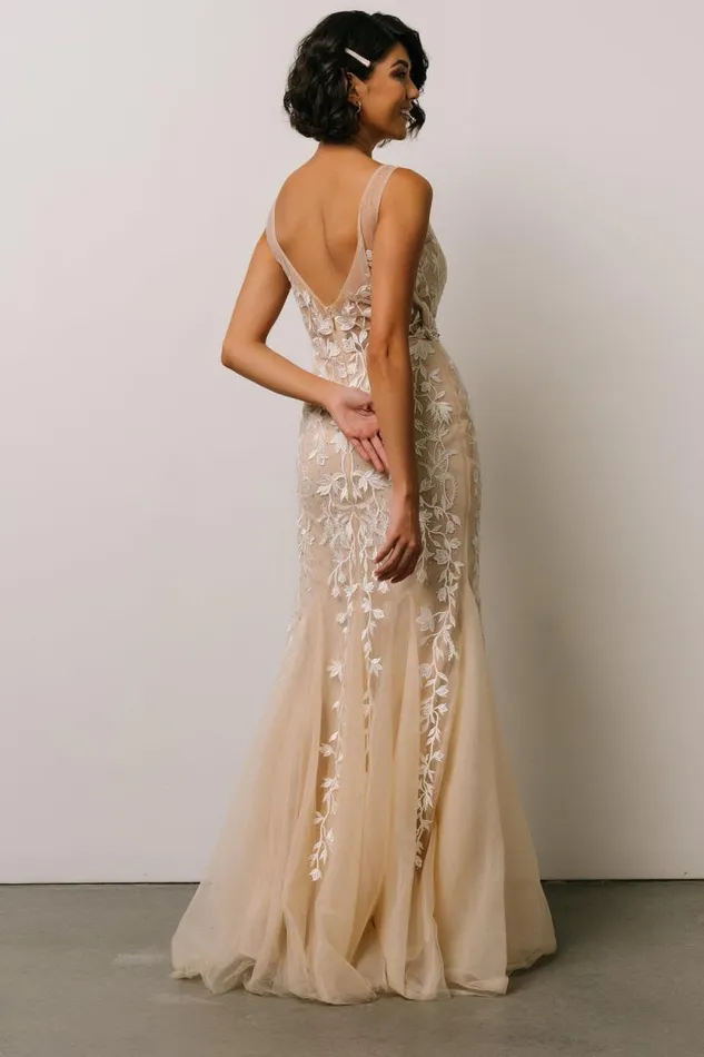 Women Fleurette Bridal Gown Beige Ivory Baltic Born Embellished and Sequined