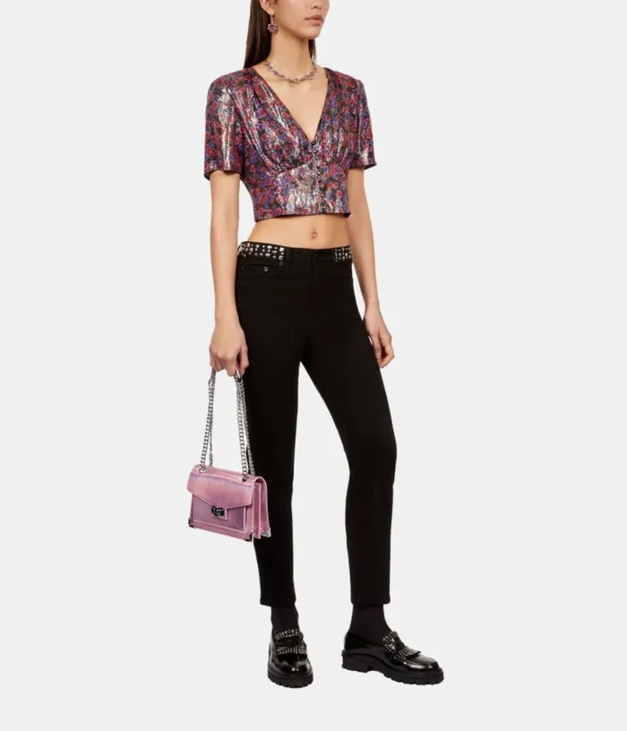 Women Floral Metallic Cropped Top THE KOOPLES Blouses and Shirts