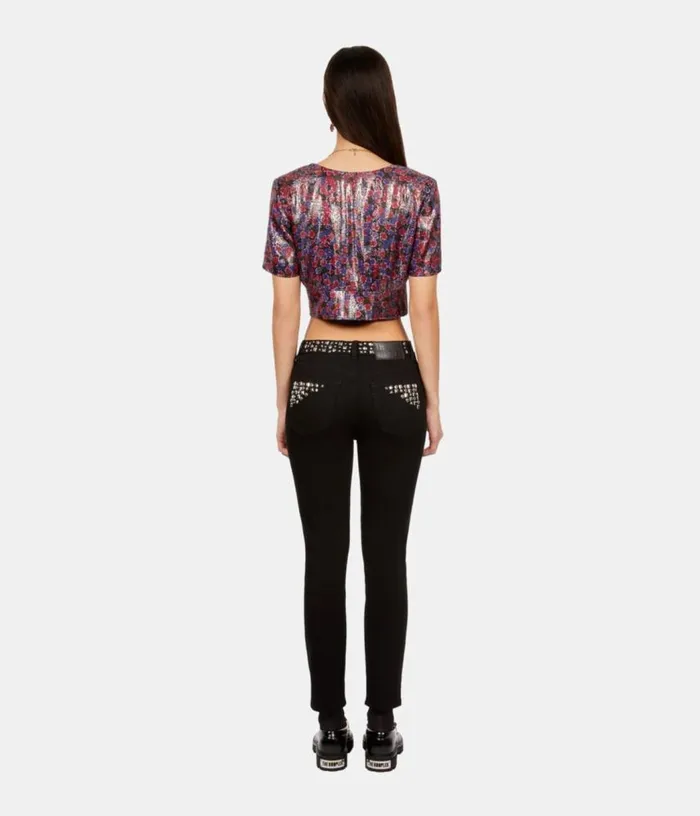 Women Floral Metallic Cropped Top THE KOOPLES Blouses and Shirts