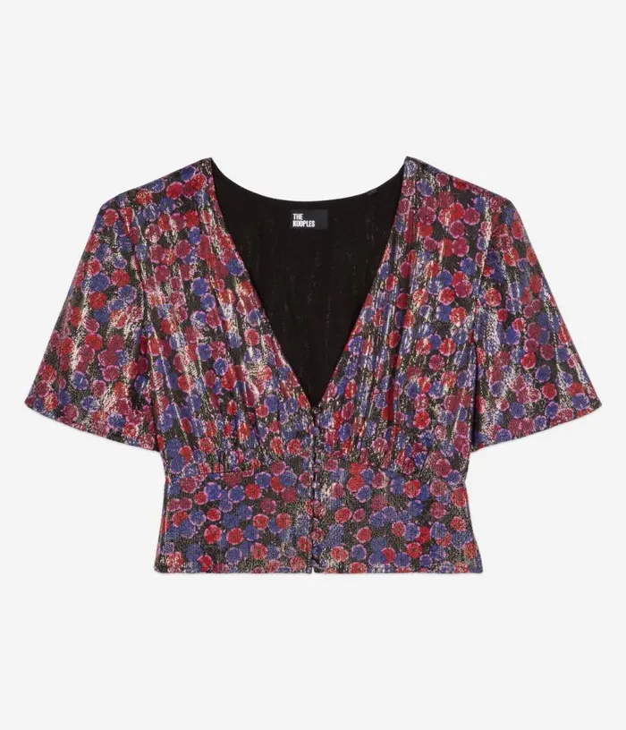 Women Floral Metallic Cropped Top THE KOOPLES Blouses and Shirts