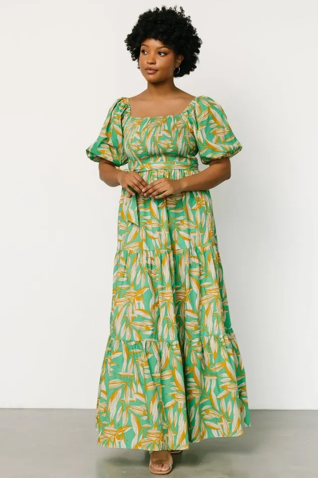 Women Forsythe Smocked Maxi Dress Green Print Baltic Born Maxi Dresses Women Forsythe Smocked Maxi Dress Green Print Baltic Born Maxi Dresses